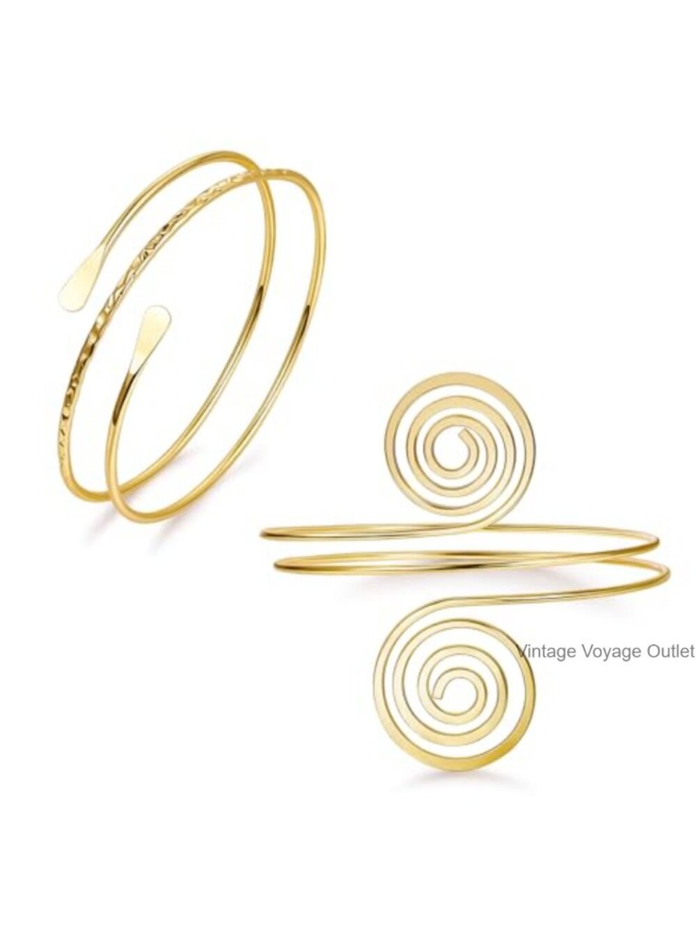 2Pc Arm Cuff Bracelets Alloy Open Adjustable Statement Jewelry Women